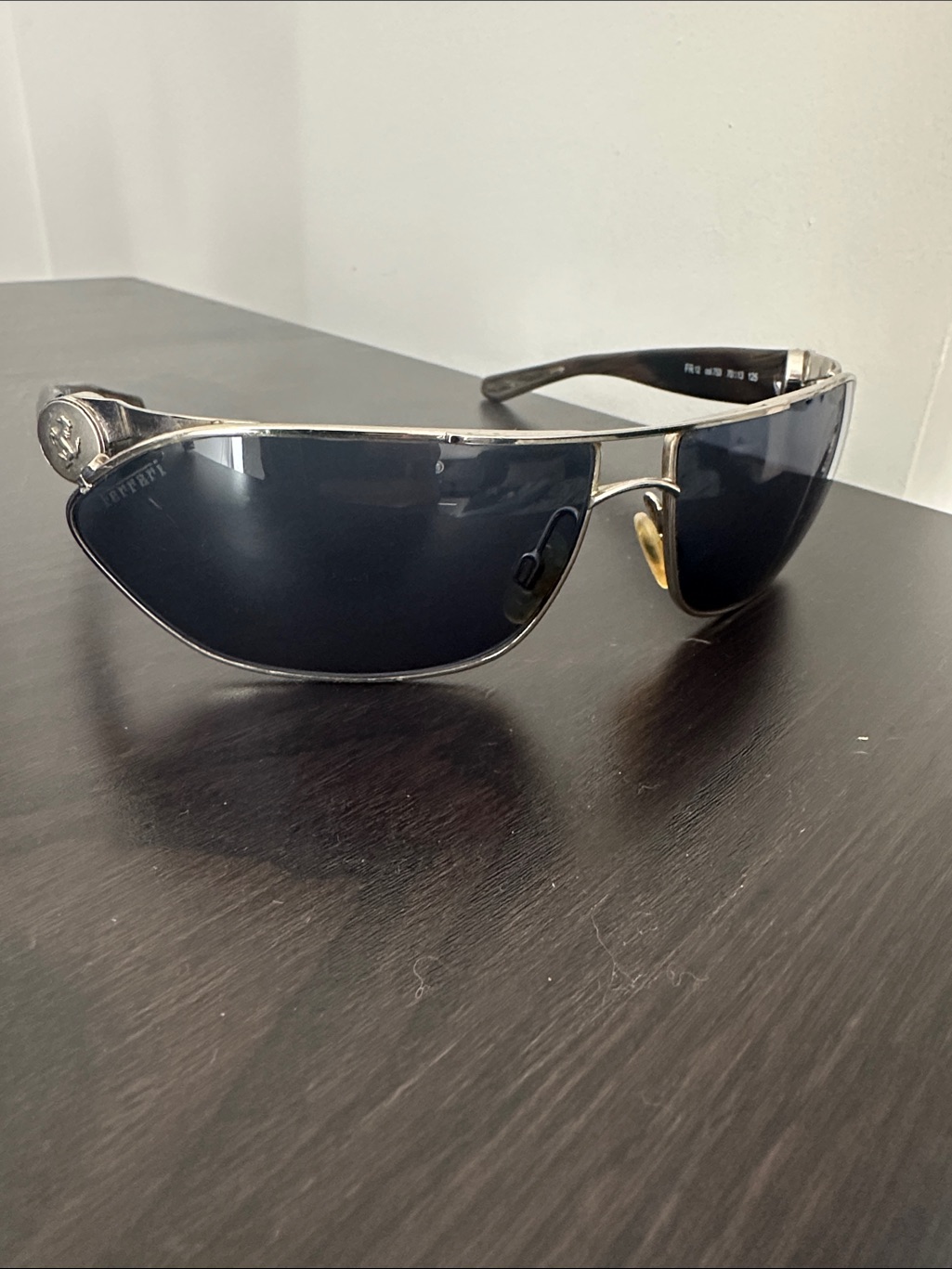Ferrari Silver Frame Sunglasses With Black Lenses